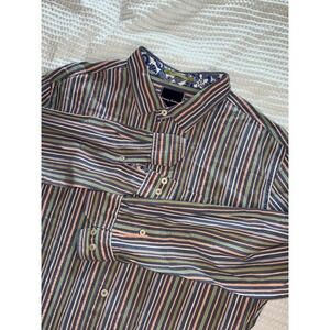 Tommy Bahama Button Down Mens XXL Multi Color Striped Long Sleeve Cotton Shirt